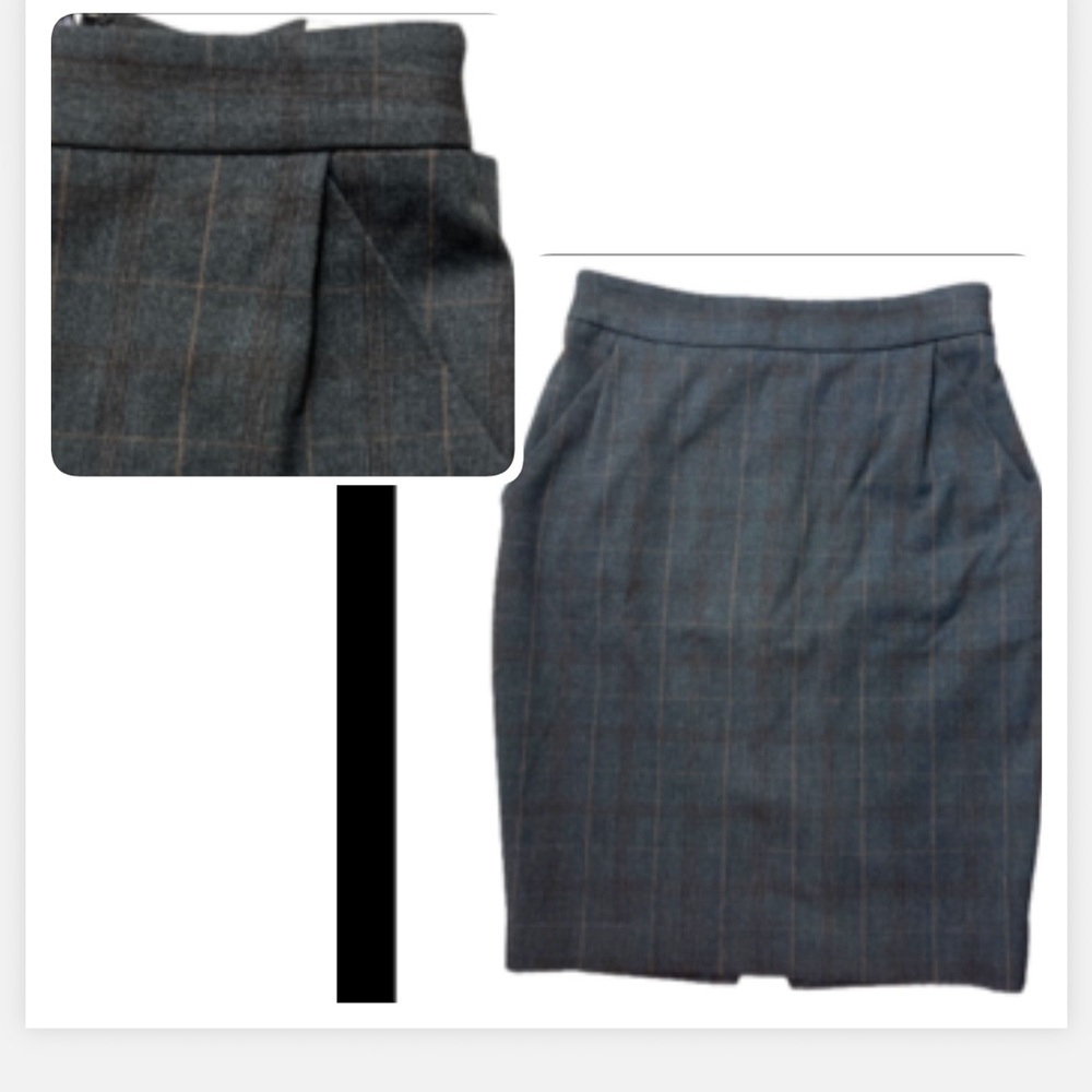 Express Charcoal Plaid Midi Pencil Skirt with Pockets‎